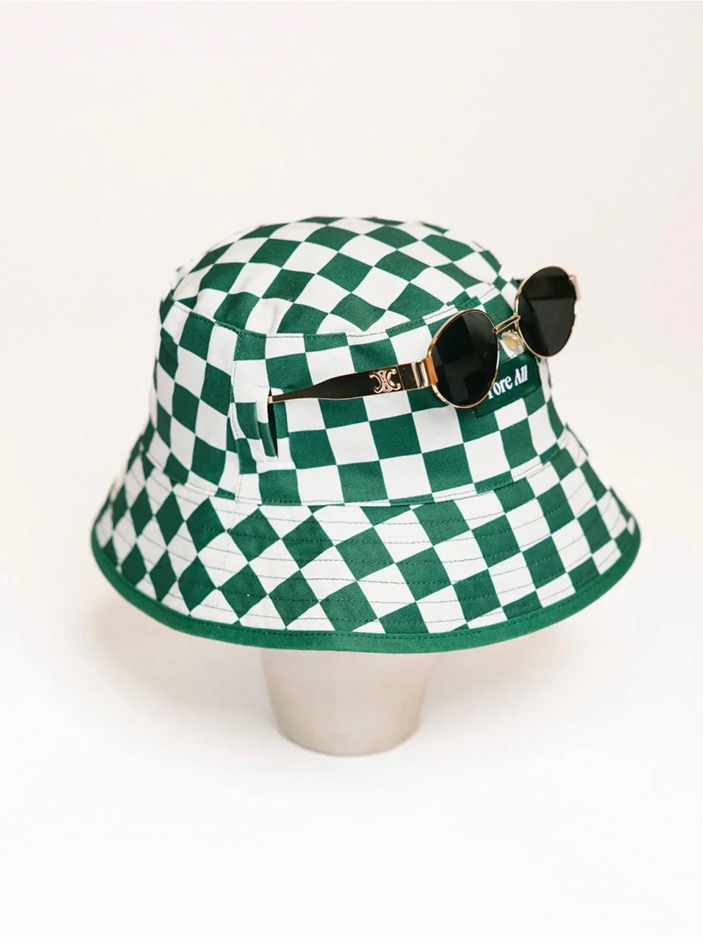 Fore All Green & White Checkerboard Bucket Hat Golf Hat
